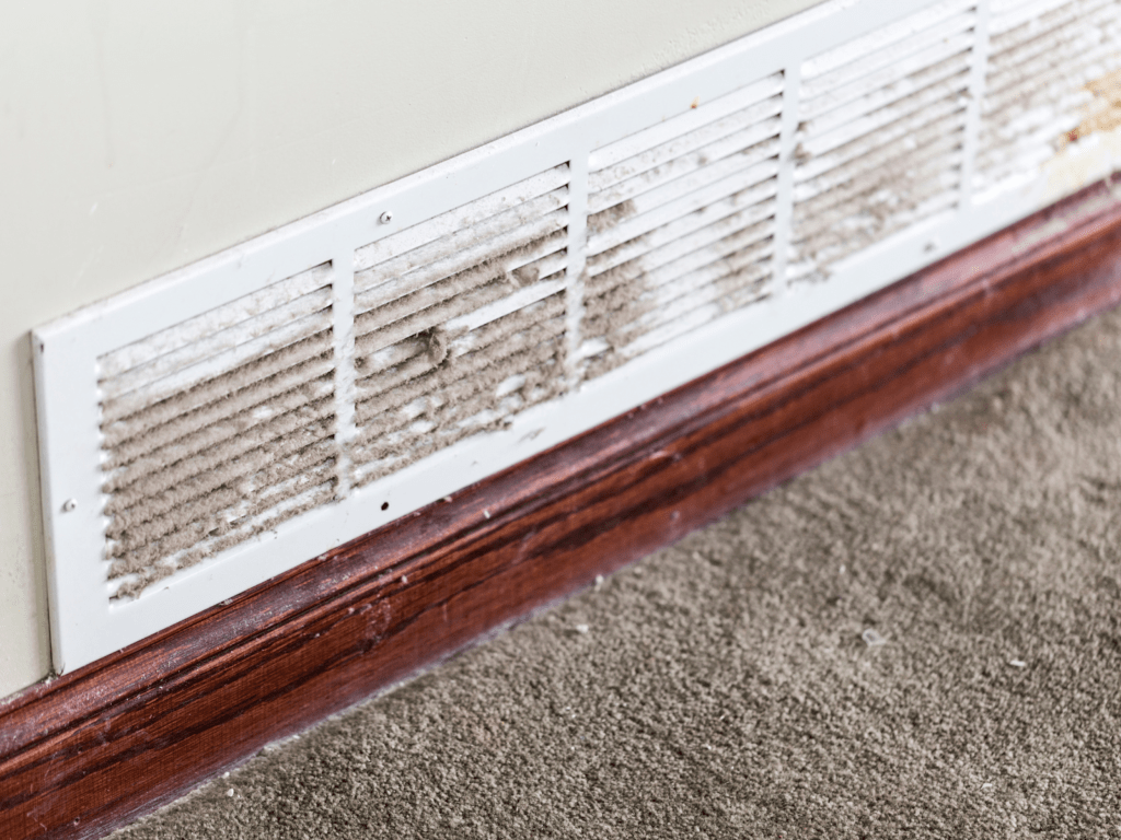 dirty and dusty return air register